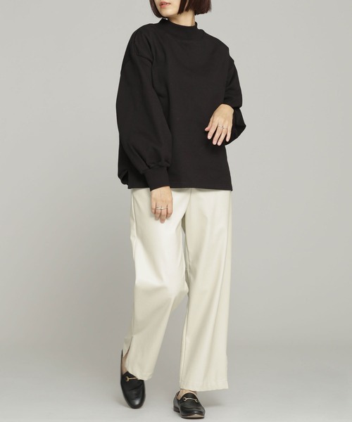 NANO universe（ナノユニバース）の「裏毛ハイネックプルオーバー（Tシャツ/カットソー・レディース・ライトグレー/バーガンディー/ブラック・FREE）」の6枚目の写真