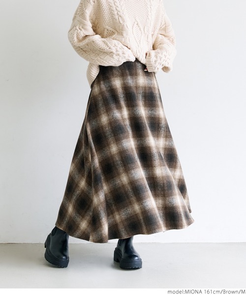 coca(coca)(コカ)の「\新色登場/オンブレーチェックスカート(スカート・レディース・その他/オレンジ/ブラウン・M/L)」の5枚目の写真