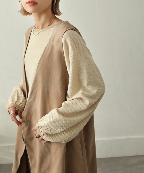 Chillfar（チルファー）の「ジャガード襟配ボリュームスリーブニット（ニット/セーター・レディース・ベージュ/ブラウン/グリーン/アイボリー・FREE）」の17枚目の写真