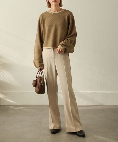 Chillfar（チルファー）の「ジャガード襟配ボリュームスリーブニット（ニット/セーター・レディース・ベージュ/ブラウン/グリーン/アイボリー・FREE）」の11枚目の写真