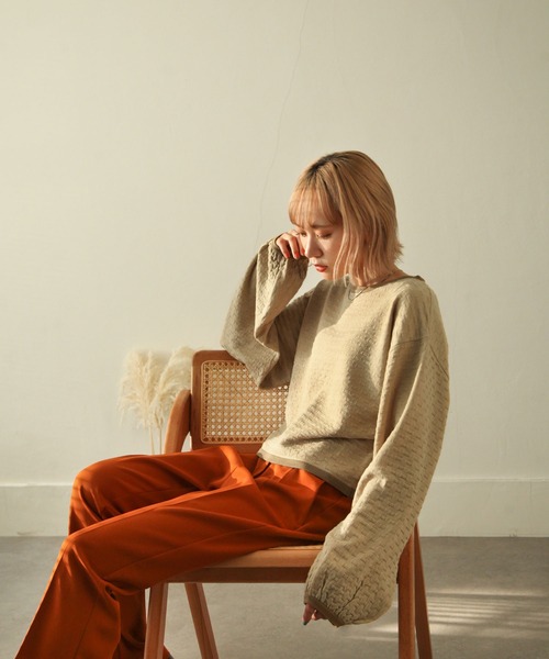 Chillfar（チルファー）の「ジャガード襟配ボリュームスリーブニット（ニット/セーター・レディース・ベージュ/ブラウン/グリーン/アイボリー・FREE）」の9枚目の写真