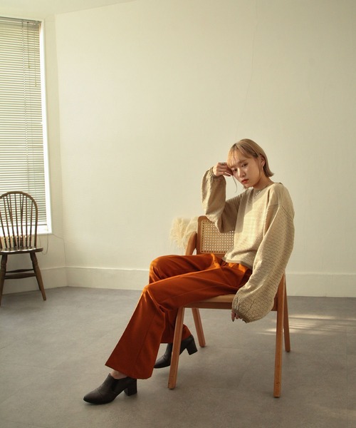 Chillfar（チルファー）の「ジャガード襟配ボリュームスリーブニット（ニット/セーター・レディース・ベージュ/ブラウン/グリーン/アイボリー・FREE）」の19枚目の写真