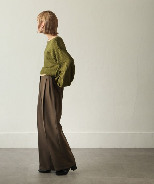 Chillfar（チルファー）の「ジャガード襟配ボリュームスリーブニット（ニット/セーター・レディース・ベージュ/ブラウン/グリーン/アイボリー・FREE）」の7枚目の写真