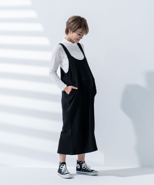 CHOCOA(チョコア)の「マタニティ授乳サロペットスカート(マタニティウェア/グッズ・レディース・ブラック・FREE)」の5枚目の写真