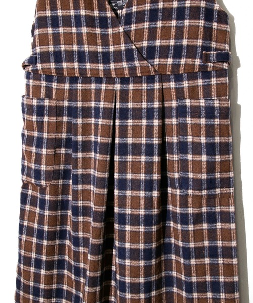 CUBE SUGAR（キューブシュガー）の「CUBE SUGAR/キューブシュガー　シャギーチェックジャンパーSK（ジャンパースカート・レディース・ネイビー/ブラウン・FREE）」の4枚目の写真