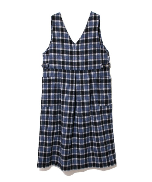 CUBE SUGAR（キューブシュガー）の「CUBE SUGAR/キューブシュガー　シャギーチェックジャンパーSK（ジャンパースカート・レディース・ネイビー/ブラウン・FREE）」の9枚目の写真