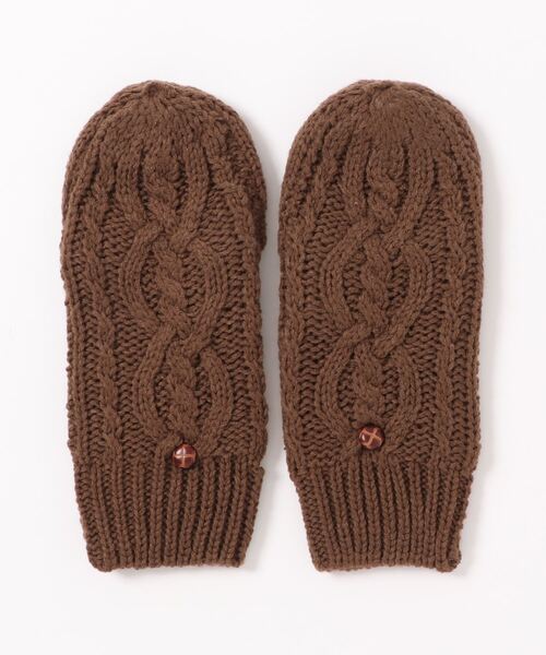 Samansa Mos2（サマンサ モスモス）の「ケーブルニットグローブ（手袋・レディース・ブラウン/ベージュ・ﾌﾘ-）」の2枚目の写真