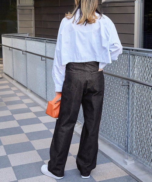 Snap club(スナップクラブ)の「【Snap club】ハイウエストダメージストレートデニムパンツ(デニムパンツ・レディース・ライトインディゴブルー/インディゴブルー/サックスブルー/グレー/ブラック/サックスブルー系・L/M)」の13枚目の写真