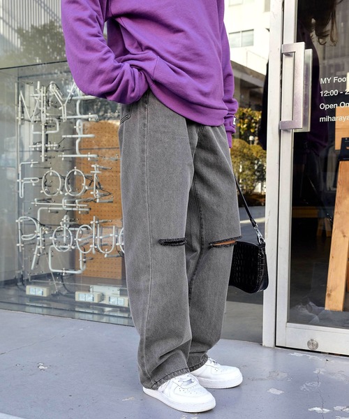 Snap club(スナップクラブ)の「【Snap club】ハイウエストダメージストレートデニムパンツ(デニムパンツ・レディース・ライトインディゴブルー/インディゴブルー/サックスブルー/グレー/ブラック/サックスブルー系・L/M)」の15枚目の写真