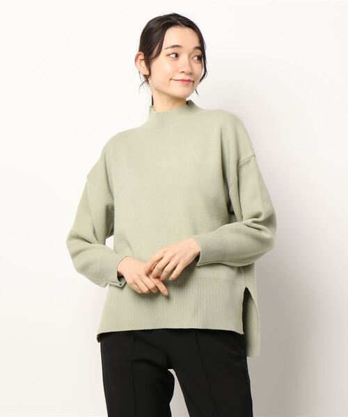 Te chichi（テチチ）の「サイドスリットスタンドネックニット（ニット/セーター・レディース・ブラック/オフホワイト/グリーン/モカ・ﾌﾘ-）」の8枚目の写真