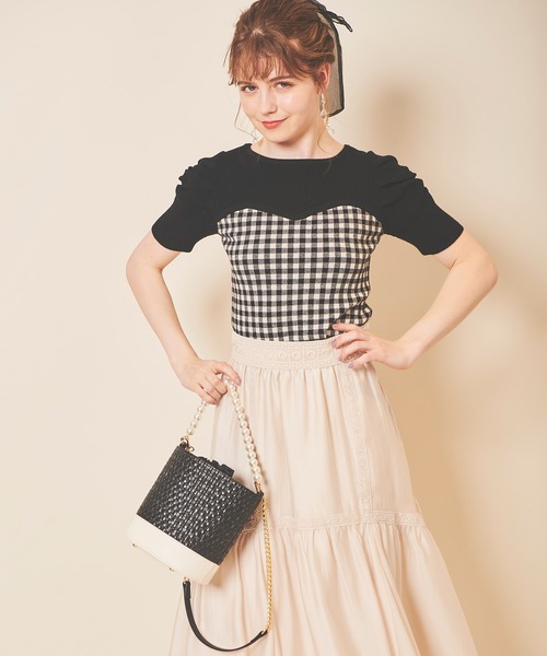 31 Sons de mode（トランテアン　ソン　ドゥ　モード）の「パールハンドルバケツバッグ（かごバッグ・レディース・ブラック/ベージュ・FREE）」の9枚目の写真