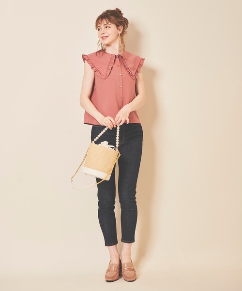 31 Sons de mode（トランテアン　ソン　ドゥ　モード）の「パールハンドルバケツバッグ（かごバッグ・レディース・ブラック/ベージュ・FREE）」の16枚目の写真