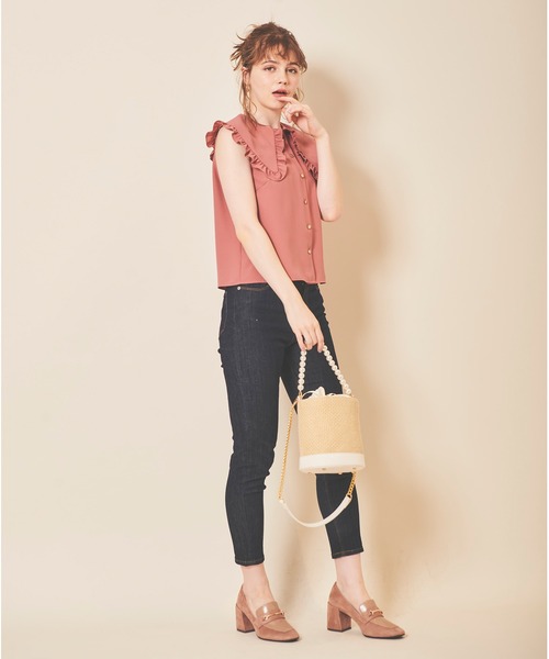 31 Sons de mode（トランテアン　ソン　ドゥ　モード）の「パールハンドルバケツバッグ（かごバッグ・レディース・ブラック/ベージュ・FREE）」の17枚目の写真