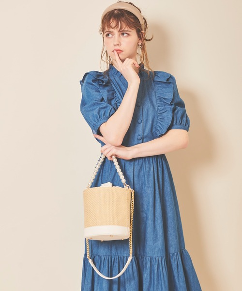 31 Sons de mode（トランテアン　ソン　ドゥ　モード）の「パールハンドルバケツバッグ（かごバッグ・レディース・ブラック/ベージュ・FREE）」の18枚目の写真