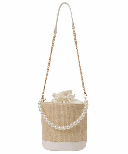 31 Sons de mode（トランテアン　ソン　ドゥ　モード）の「パールハンドルバケツバッグ（かごバッグ・レディース・ブラック/ベージュ・FREE）」の22枚目の写真