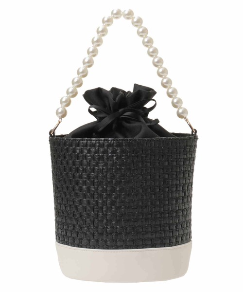 31 Sons de mode（トランテアン　ソン　ドゥ　モード）の「パールハンドルバケツバッグ（かごバッグ・レディース・ブラック/ベージュ・FREE）」の21枚目の写真