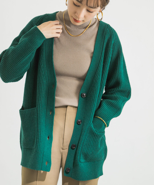 URBAN RESEARCH（アーバンリサーチ）の「畦Vネックカーディガン（カーディガン/ボレロ・レディース・グリーン/グレー/ベージュ・FREE）」の20枚目の写真