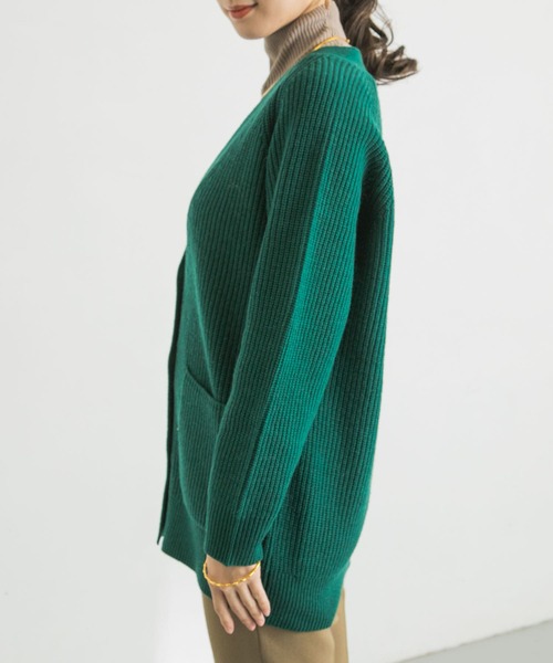 URBAN RESEARCH（アーバンリサーチ）の「畦Vネックカーディガン（カーディガン/ボレロ・レディース・グリーン/グレー/ベージュ・FREE）」の10枚目の写真