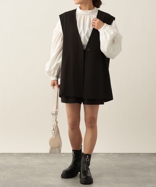 Heather（ヘザー）の「TRタックハーフパンツ  265277（その他パンツ・レディース・アイボリー/ブラック/ベージュ・S/M）」の4枚目の写真