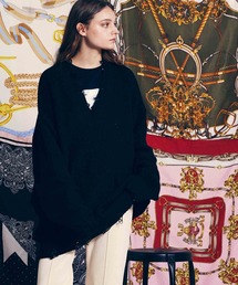 MAISON SPECIAL | 《ユニセックスアイテム》プライムオーバークレイジークラッシュ畦Vネックニットプルオーバー【MAISON SPECIAL/メゾンスペシャル】(ニット/セーター)
