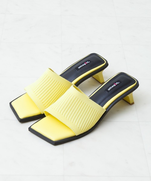 attagirl（アタガール）の「変形ヒールリブニットミュールサンダル（サンダル・レディース・ブラック/オレンジ/アイボリー/イエロー/グリーン・LL/S/M/L）」の5枚目の写真