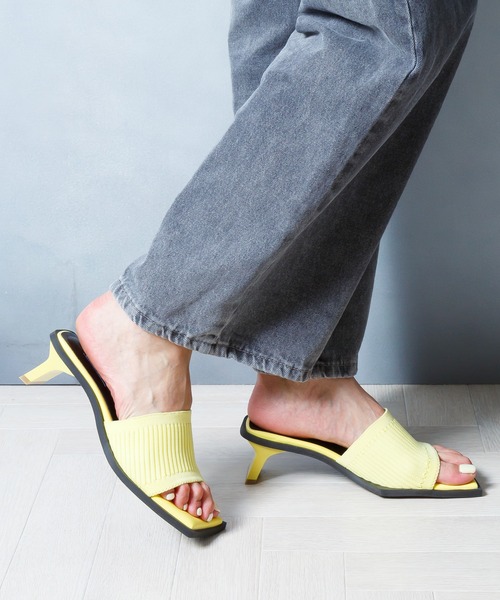 attagirl（アタガール）の「変形ヒールリブニットミュールサンダル（サンダル・レディース・ブラック/オレンジ/アイボリー/イエロー/グリーン・LL/S/M/L）」の12枚目の写真