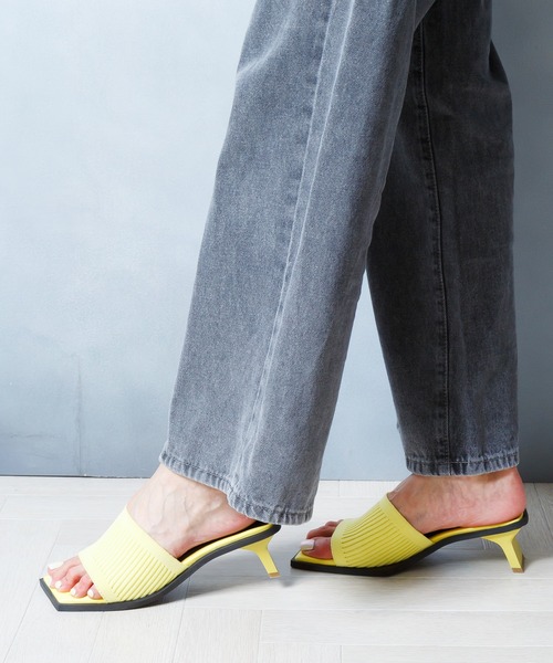 attagirl（アタガール）の「変形ヒールリブニットミュールサンダル（サンダル・レディース・ブラック/オレンジ/アイボリー/イエロー/グリーン・LL/S/M/L）」の13枚目の写真