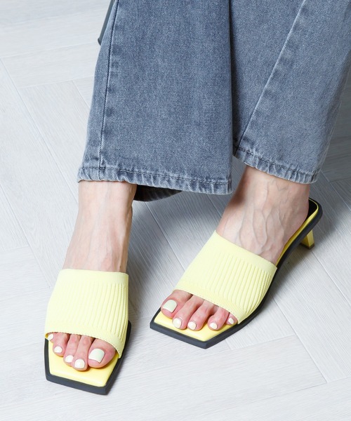 attagirl（アタガール）の「変形ヒールリブニットミュールサンダル（サンダル・レディース・ブラック/オレンジ/アイボリー/イエロー/グリーン・LL/S/M/L）」の14枚目の写真