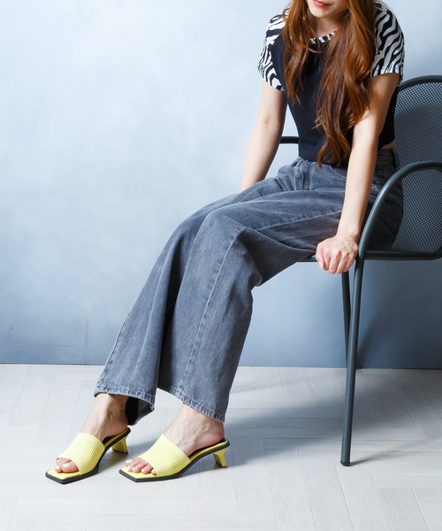 attagirl（アタガール）の「変形ヒールリブニットミュールサンダル（サンダル・レディース・ブラック/オレンジ/アイボリー/イエロー/グリーン・LL/S/M/L）」の15枚目の写真