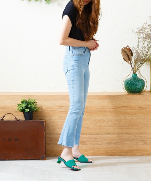 attagirl（アタガール）の「変形ヒールリブニットミュールサンダル（サンダル・レディース・ブラック/オレンジ/アイボリー/イエロー/グリーン・LL/S/M/L）」の9枚目の写真