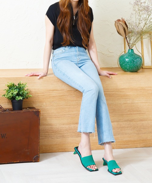 attagirl（アタガール）の「変形ヒールリブニットミュールサンダル（サンダル・レディース・ブラック/オレンジ/アイボリー/イエロー/グリーン・LL/S/M/L）」の11枚目の写真