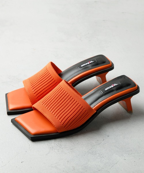 attagirl（アタガール）の「変形ヒールリブニットミュールサンダル（サンダル・レディース・ブラック/オレンジ/アイボリー/イエロー/グリーン・LL/S/M/L）」の6枚目の写真