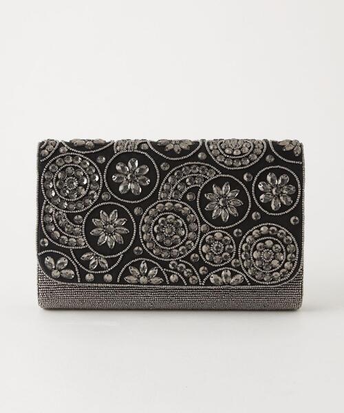 green label relaxing（グリーンレーベルリラクシング）の「ビーズ クラッチバッグ（クラッチバッグ・レディース・シルバー/ブラック・FREE）」の2枚目の写真