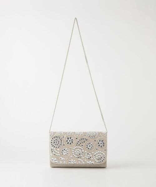 green label relaxing（グリーンレーベルリラクシング）の「ビーズ クラッチバッグ（クラッチバッグ・レディース・シルバー/ブラック・FREE）」の6枚目の写真