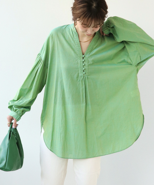 Simplicite（サンプリシテ）の「フロントボタンシャンブレーブラウス（シャツ/ブラウス・レディース・ホワイト/ブラック/ピンク/グリーン・FREE）」の3枚目の写真