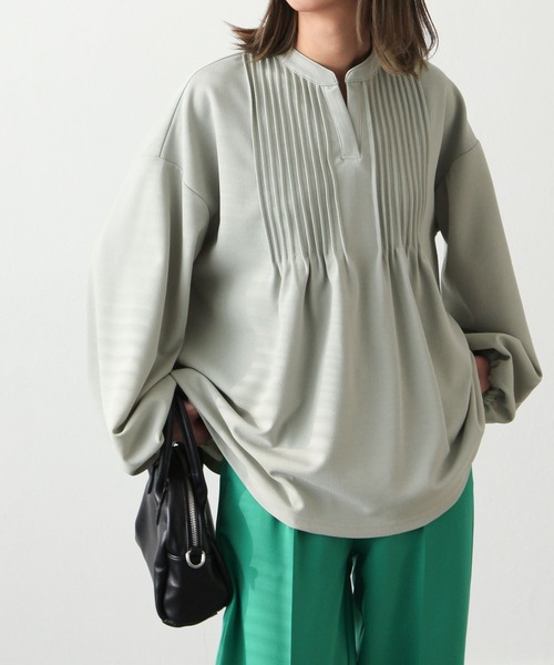 Chillfar(チルファー)の「ピンタックプルオーバー(シャツ/ブラウス・レディース・ブラック/ベージュ/アイボリー/ミント・MEDIUM/LARGE)」の4枚目の写真