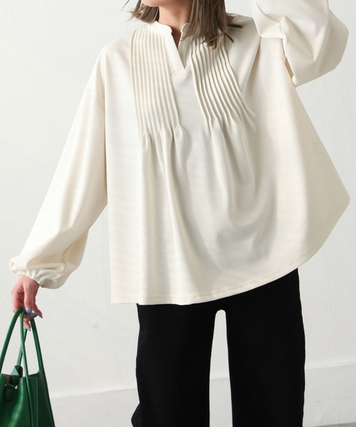 Chillfar(チルファー)の「ピンタックプルオーバー(シャツ/ブラウス・レディース・ブラック/ベージュ/アイボリー/ミント・MEDIUM/LARGE)」の5枚目の写真
