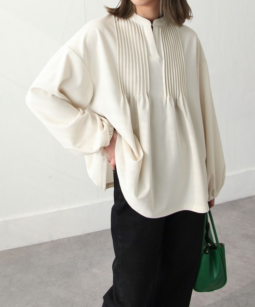 Chillfar(チルファー)の「ピンタックプルオーバー(シャツ/ブラウス・レディース・ブラック/ベージュ/アイボリー/ミント・MEDIUM/LARGE)」の8枚目の写真