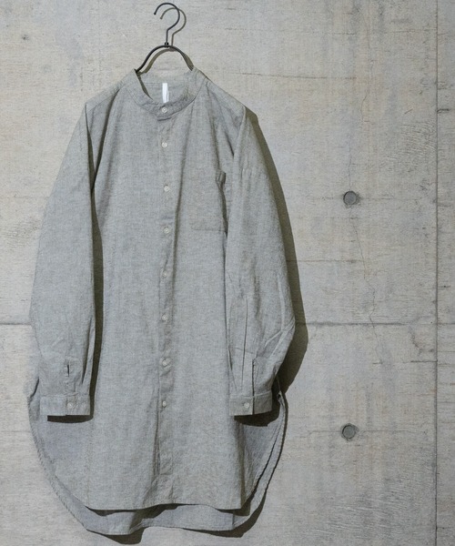 JOHN'S CLOSET（ジョンズクローゼット）の「【i】綿麻ストレッチバンドカラーロングシャツ（シャツ/ブラウス・メンズ・ブラック/カーキ/ネイビー/モカ/ホワイト・LARGE/MEDIUM）」の4枚目の写真