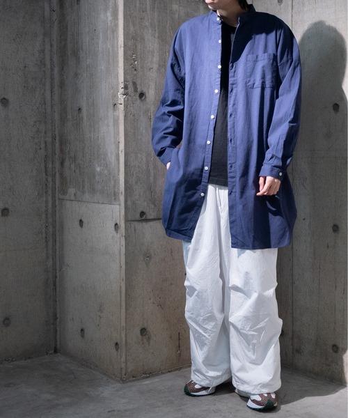 JOHN'S CLOSET（ジョンズクローゼット）の「【i】綿麻ストレッチバンドカラーロングシャツ（シャツ/ブラウス・メンズ・ブラック/カーキ/ネイビー/モカ/ホワイト・LARGE/MEDIUM）」の14枚目の写真