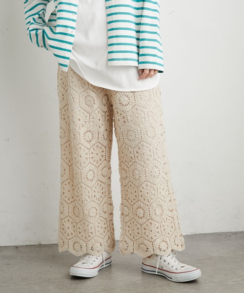 PUAL CE CIN（ピュアルセシン）の「太糸レース編みパンツ（その他パンツ・レディース・ホワイト/チャコールグレー/ナチュラル・FREE）」の9枚目の写真