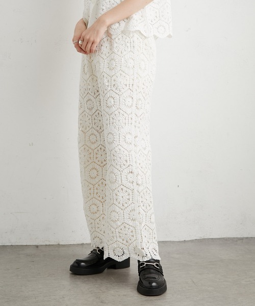 PUAL CE CIN（ピュアルセシン）の「太糸レース編みパンツ（その他パンツ・レディース・ホワイト/チャコールグレー/ナチュラル・FREE）」の14枚目の写真