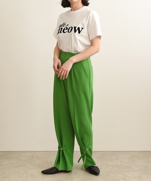 LHELBIE（レルビエ）の「cafe meowフロッキーTシャツ（Tシャツ/カットソー・レディース・オフホワイト/チャコールグレー/ホワイト・M）」の11枚目の写真
