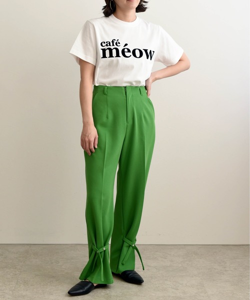 LHELBIE（レルビエ）の「cafe meowフロッキーTシャツ（Tシャツ/カットソー・レディース・オフホワイト/チャコールグレー/ホワイト・M）」の15枚目の写真