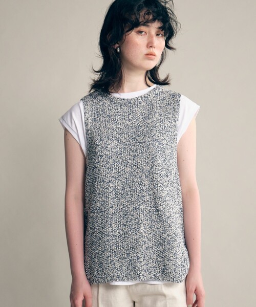 THE SHOP TK （ザ ショップ ティーケー ）の「◆かすりテープヤーンベスト（ベスト・レディース・ベージュ系その他6/ネイビー系3/ネイビー系5・12）」の3枚目の写真