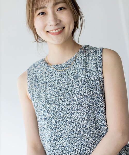 THE SHOP TK （ザ ショップ ティーケー ）の「◆かすりテープヤーンベスト（ベスト・レディース・ベージュ系その他6/ネイビー系3/ネイビー系5・12）」の4枚目の写真