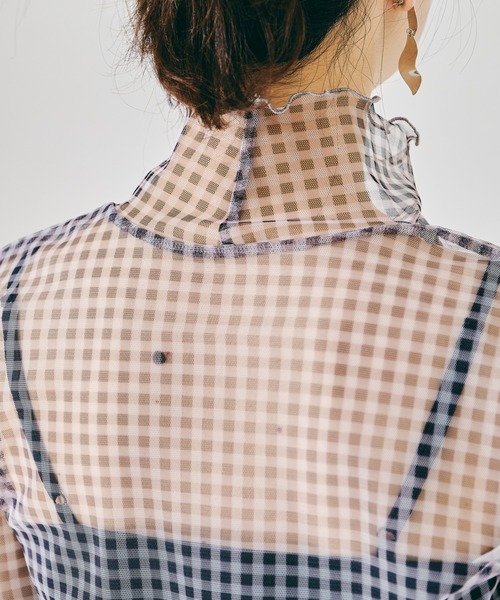 acro(アクロ)の「シアーチェックカットソー/AC1355(シャツ/ブラウス・レディース・ブラック/ブラウン/グレー・フリ-)」の18枚目の写真