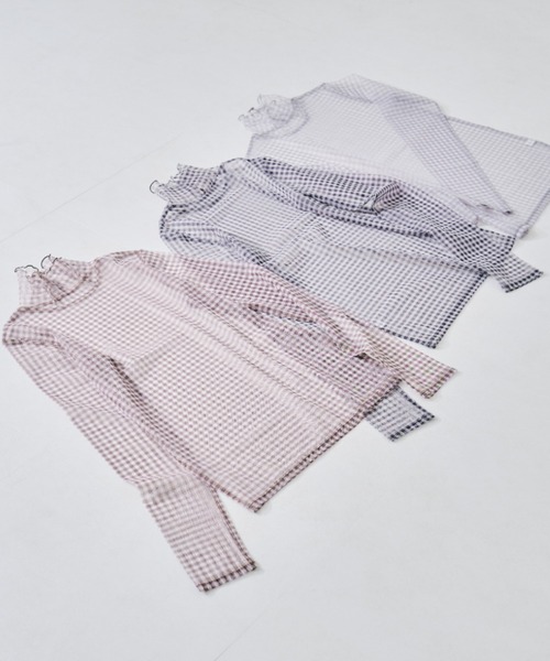 acro(アクロ)の「シアーチェックカットソー/AC1355(シャツ/ブラウス・レディース・ブラック/ブラウン/グレー・フリ-)」の17枚目の写真