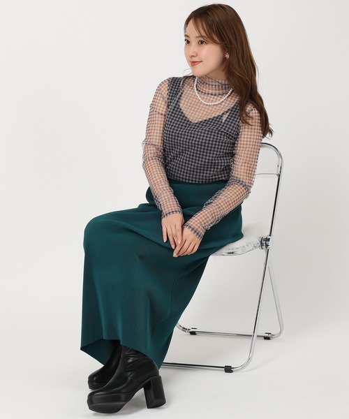 acro(アクロ)の「シアーチェックカットソー/AC1355(シャツ/ブラウス・レディース・ブラック/ブラウン/グレー・フリ-)」の22枚目の写真