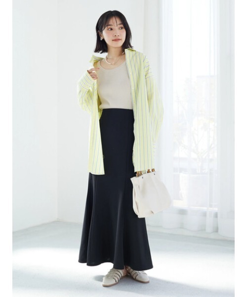 Green　Parks（グリーンパークス）の「アメスリニットタンク（タンクトップ・レディース・ブラック/ブルー/グリーン/グレイッシュベージュ・FREE）」の5枚目の写真